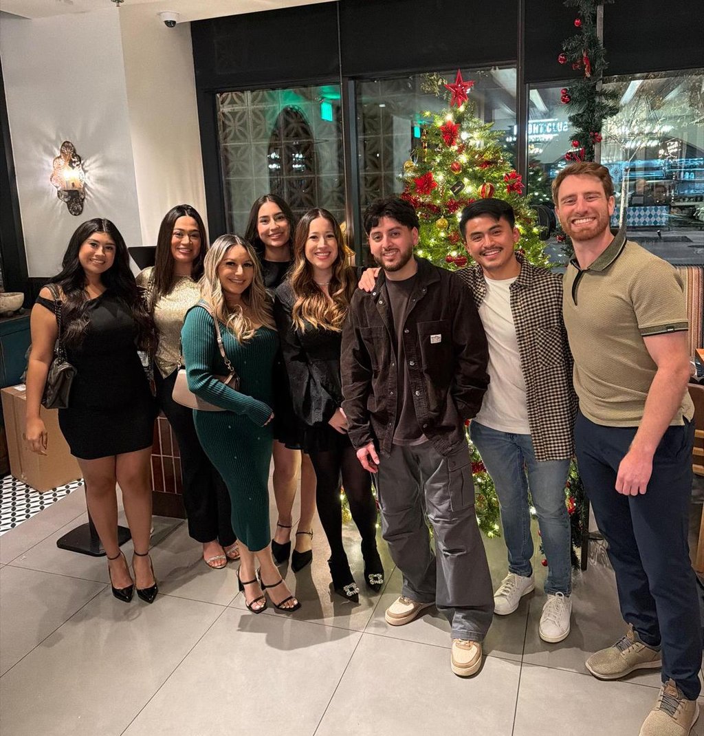 The Aroma Dental team celebrating together at a holiday gathering